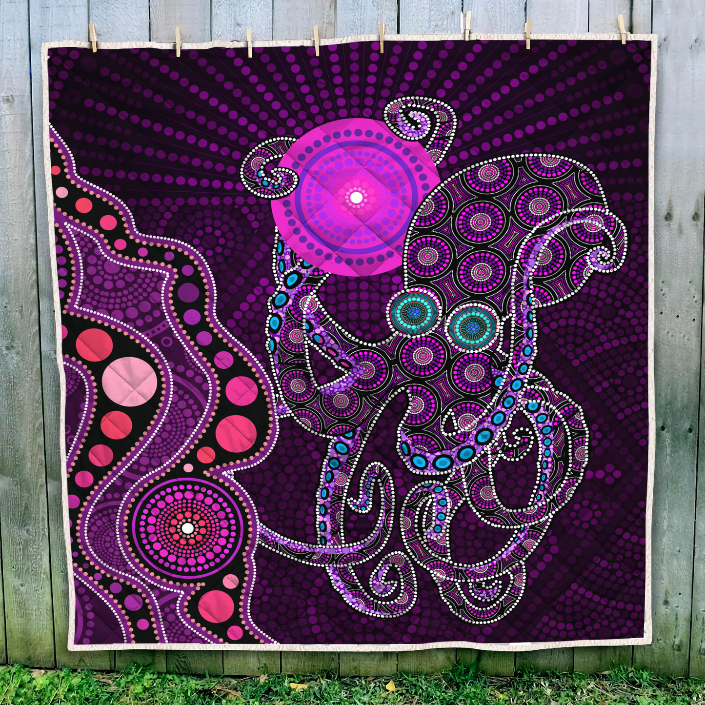 Aboriginal Decors Australian Gifts Purple Octopus Quilt