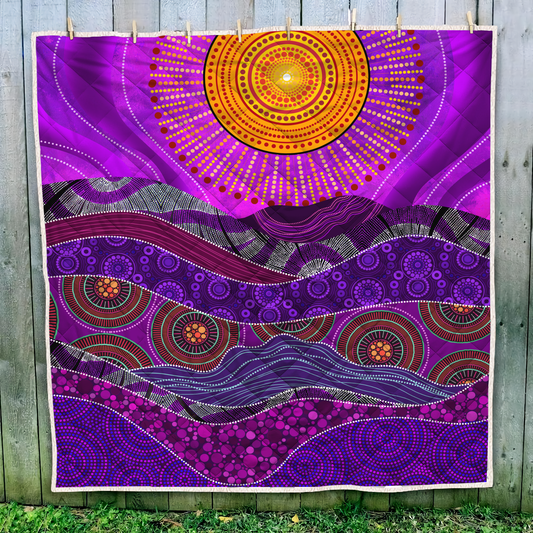 Aboriginal Decors Australian Gifts the purple sun Quilt