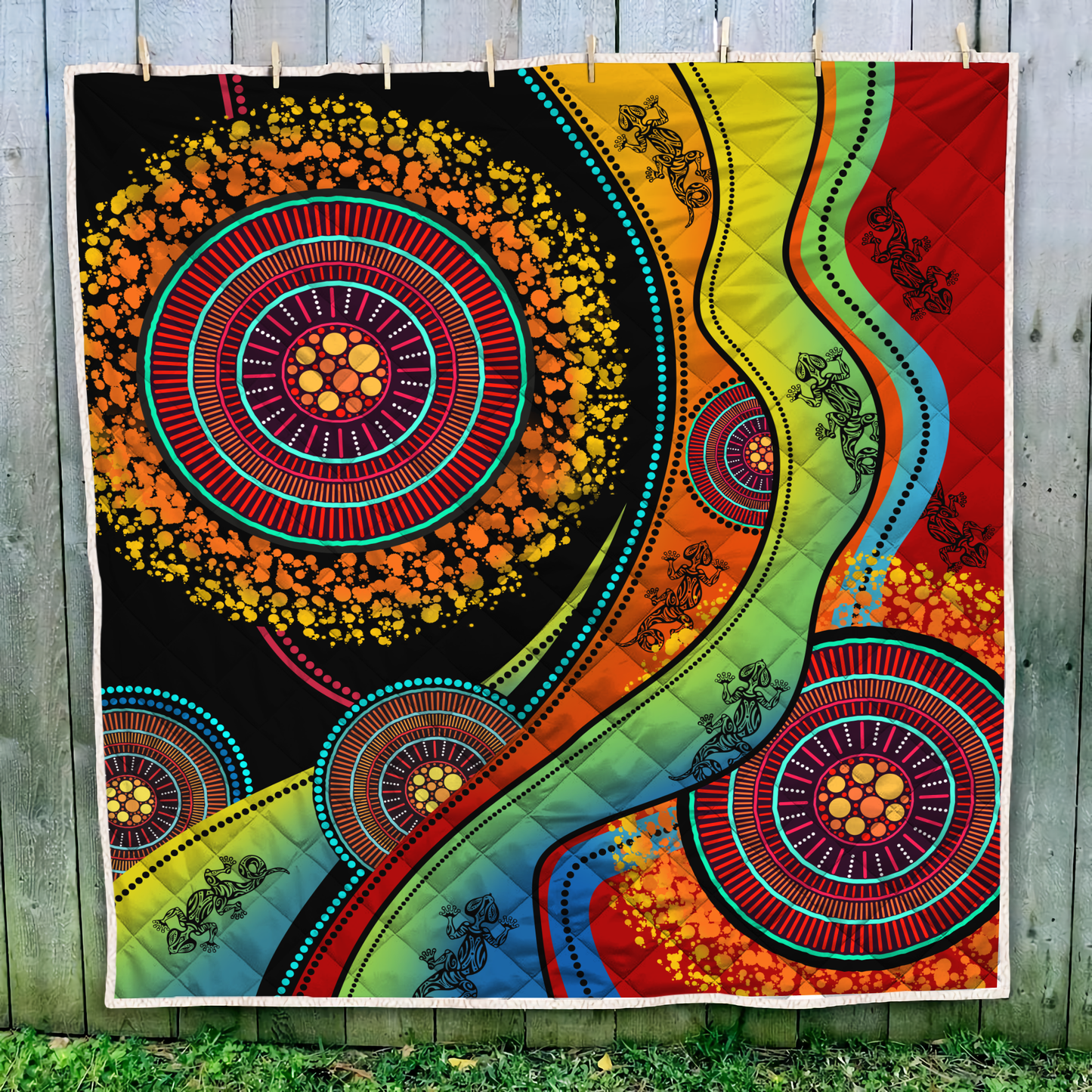 Aboriginal Decors Australian Gifts Lizards Dreamtime Quilt