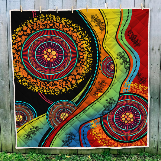 Aboriginal Decors Australian Gifts Lizards Dreamtime Quilt
