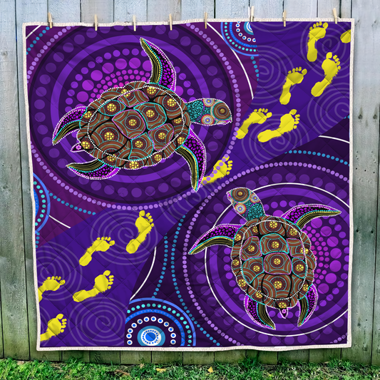 Aboriginal Decors Australian Gifts Purple Turtles Quilt