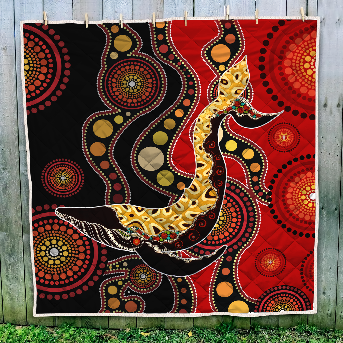 Aboriginal Decors Australian Gifts Shark Hunting Quilt