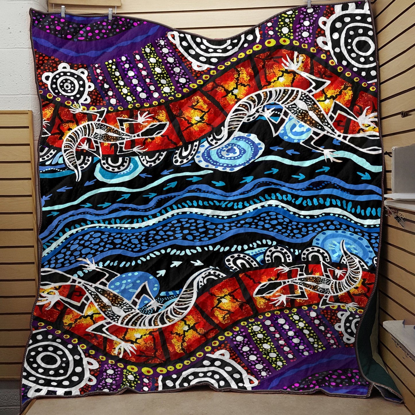 Aboriginal Decors Australian Gifts Colourful Lizards Quilt