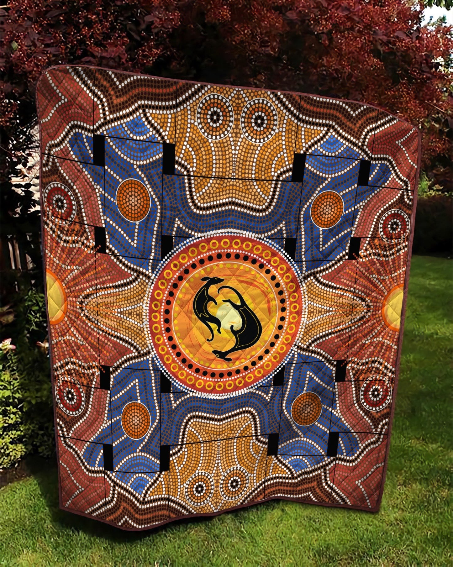 Aboriginal Decors Australian Gifts Kangaroos Yinyang Quilt