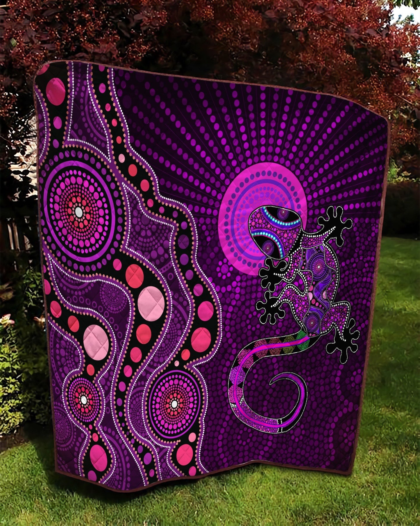 Aboriginal Decors Australian Gifts Purple Lizard Sun Quilt