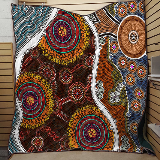 Aboriginal Decors Australian Gifts Brown Circle Dots Quilt