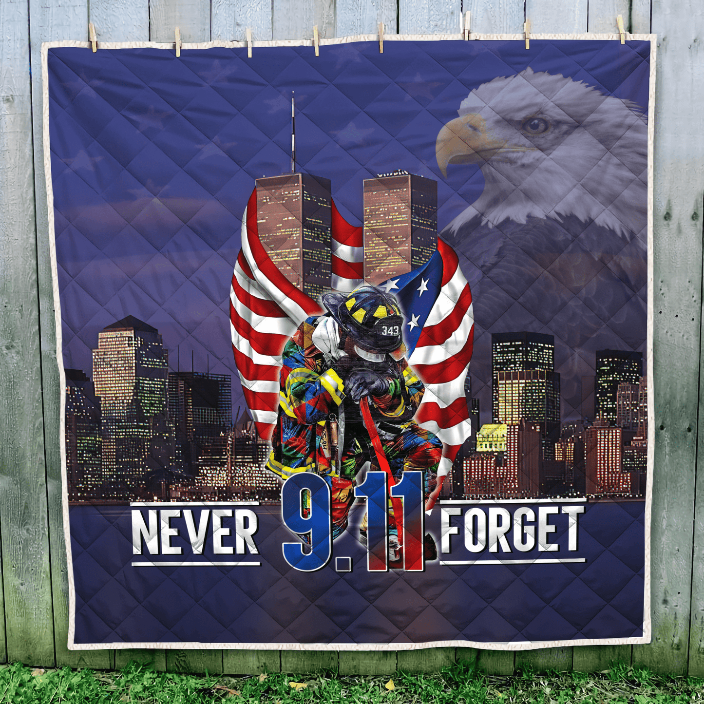 Never Forget Firefighter Quilt Blanket