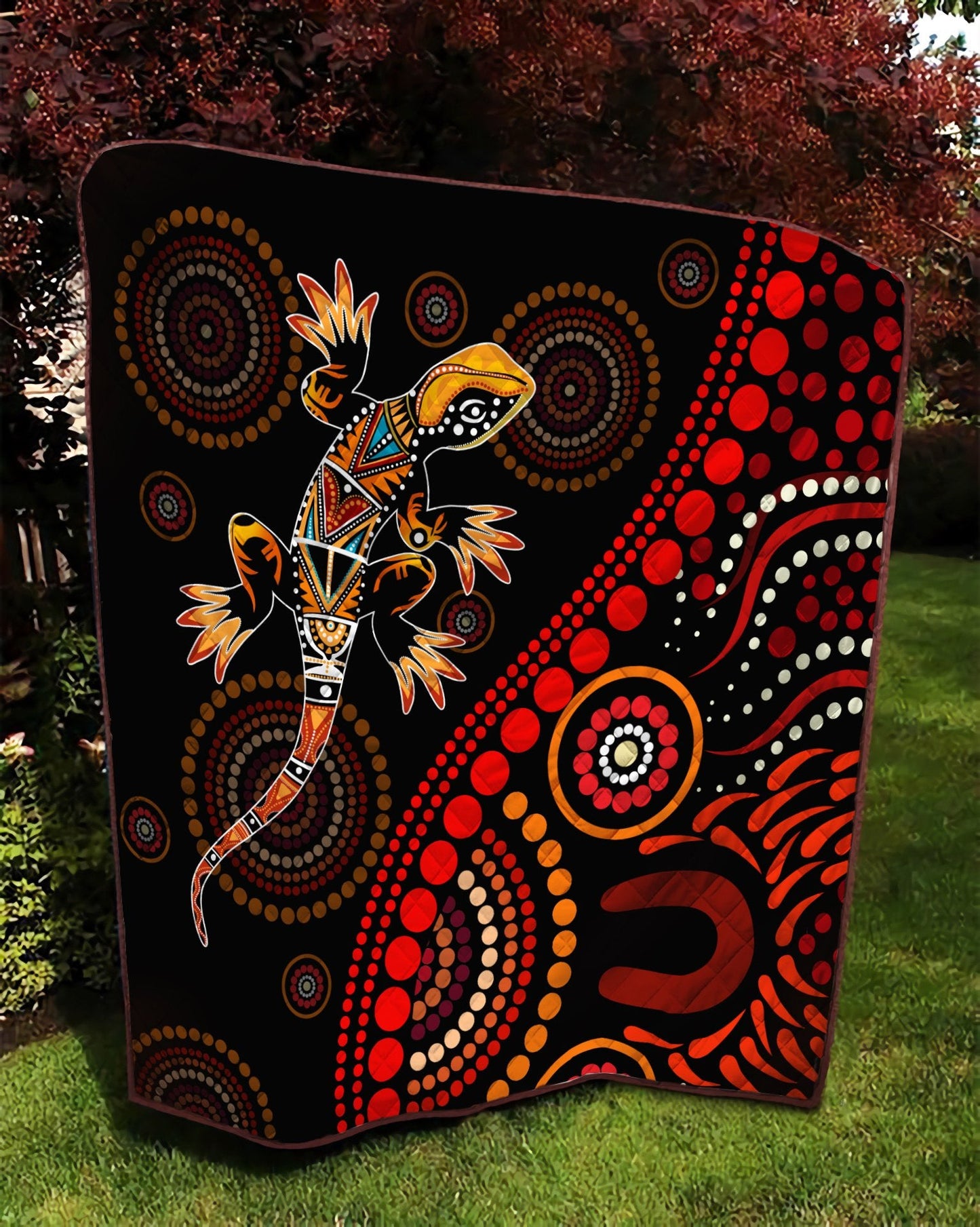Aboriginal Decors Australian Gifts Lizard Sun Style Quilt