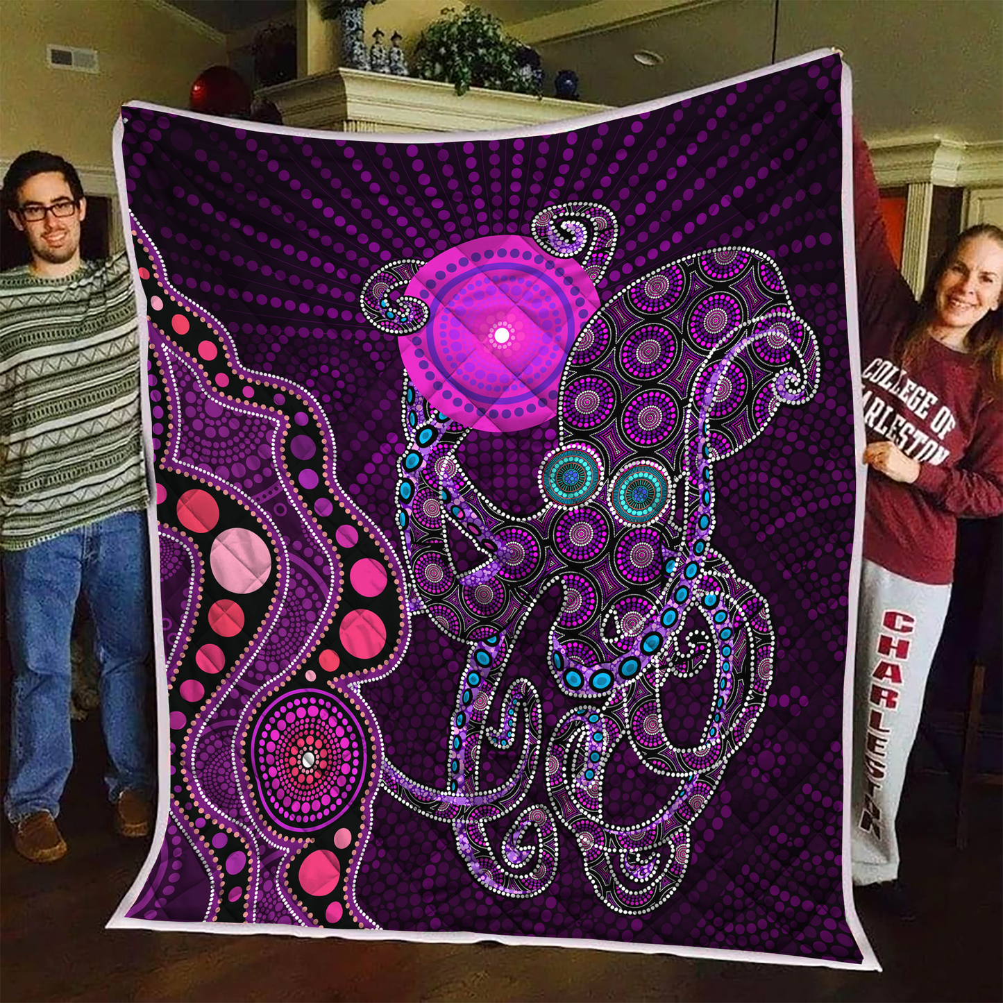 Aboriginal Decors Australian Gifts Purple Octopus Quilt