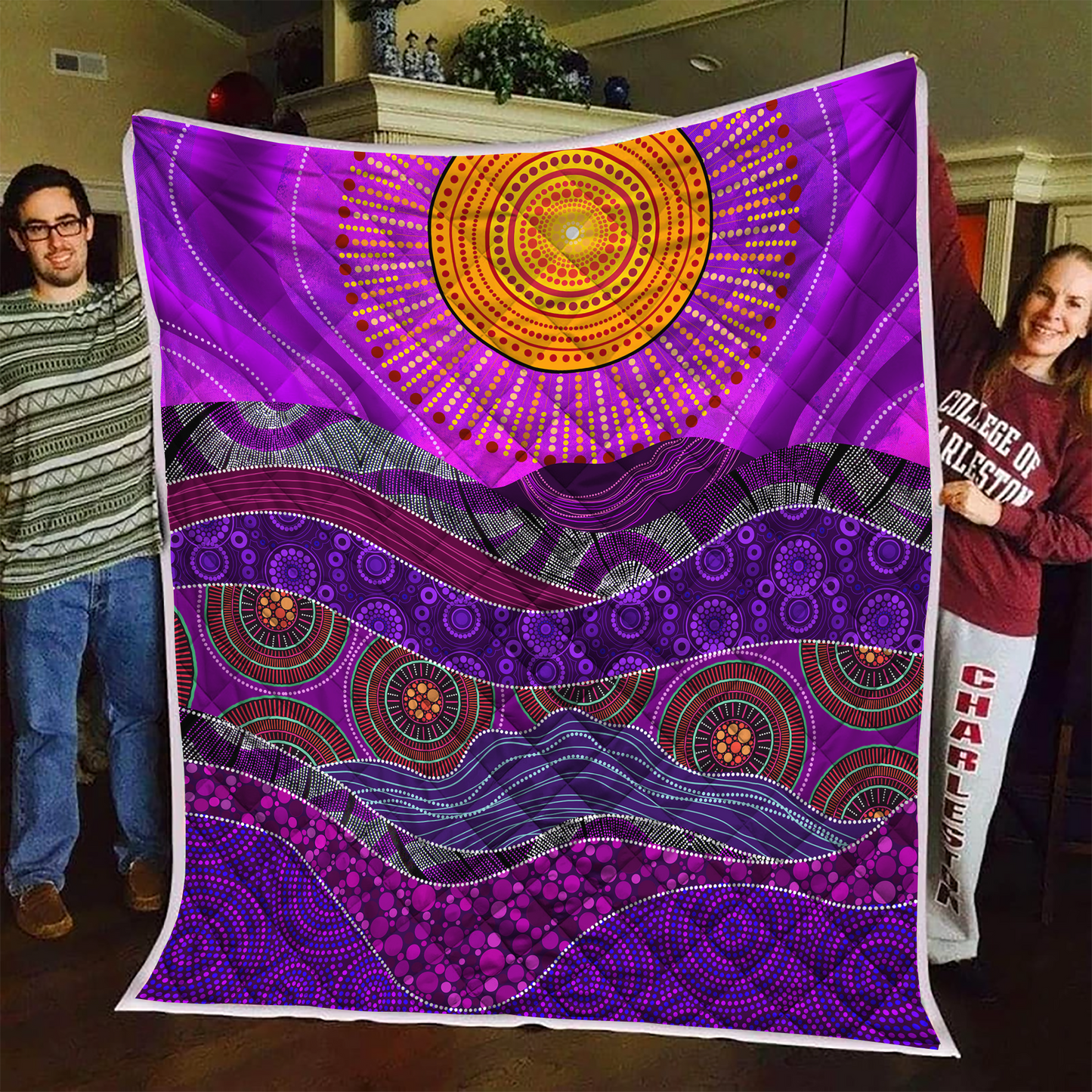 Aboriginal Decors Australian Gifts the purple sun Quilt