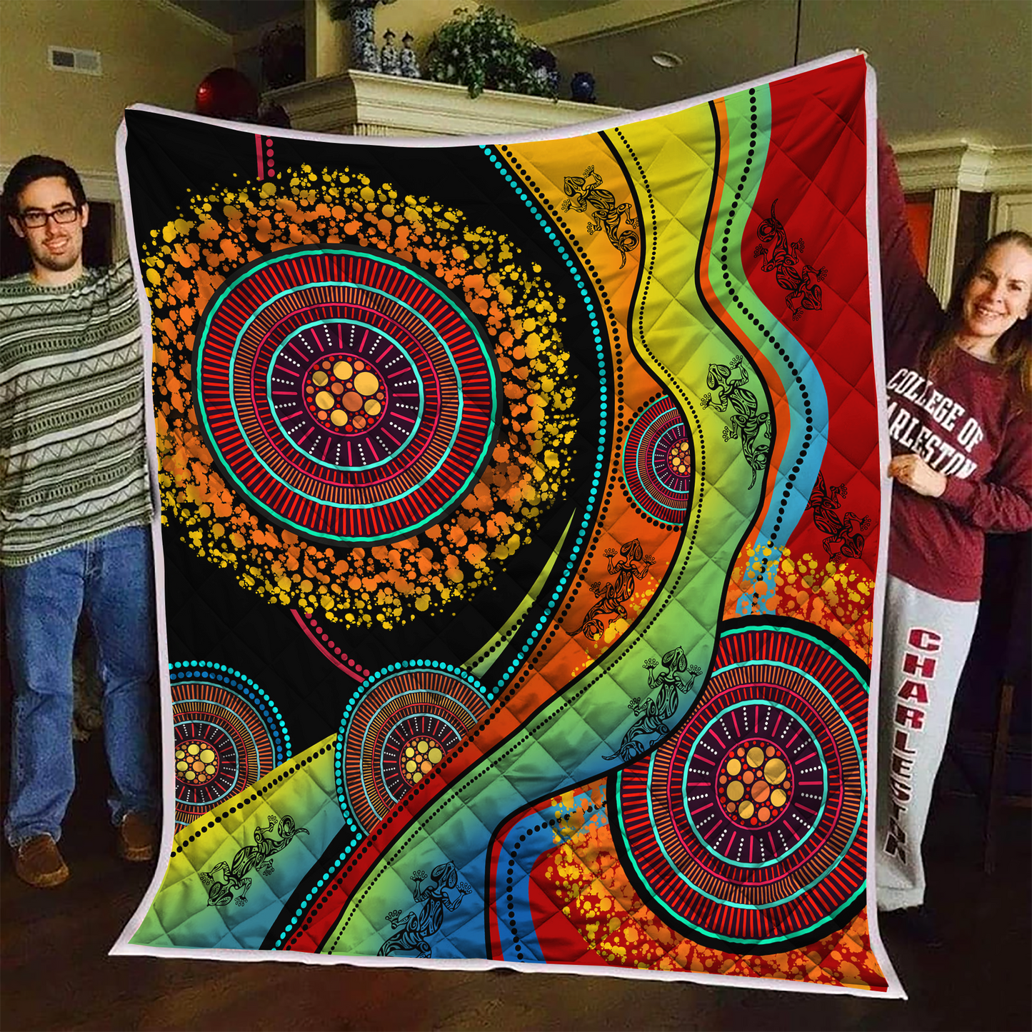 Aboriginal Decors Australian Gifts Lizards Dreamtime Quilt