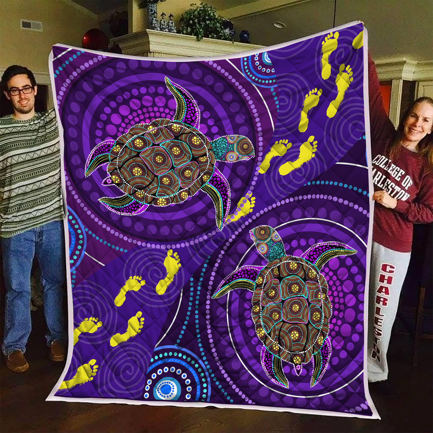 Aboriginal Decors Australian Gifts Purple Turtles Quilt