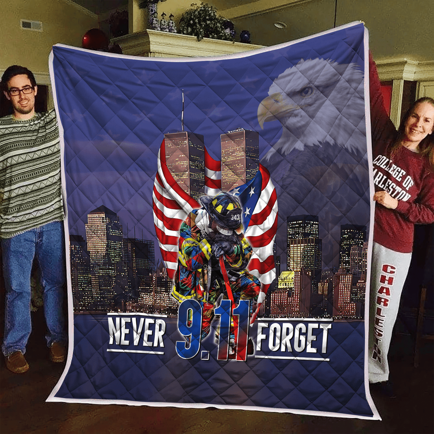 Never Forget Firefighter Quilt Blanket