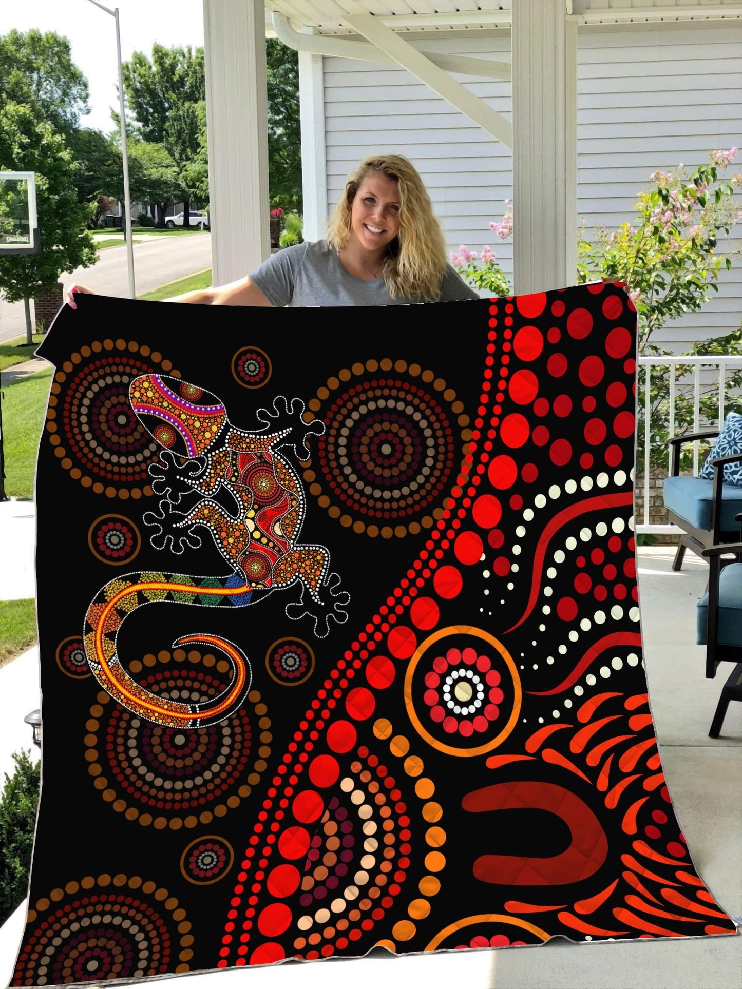 Aboriginal Decors Australian Gifts Lizard Sun Style Quilt