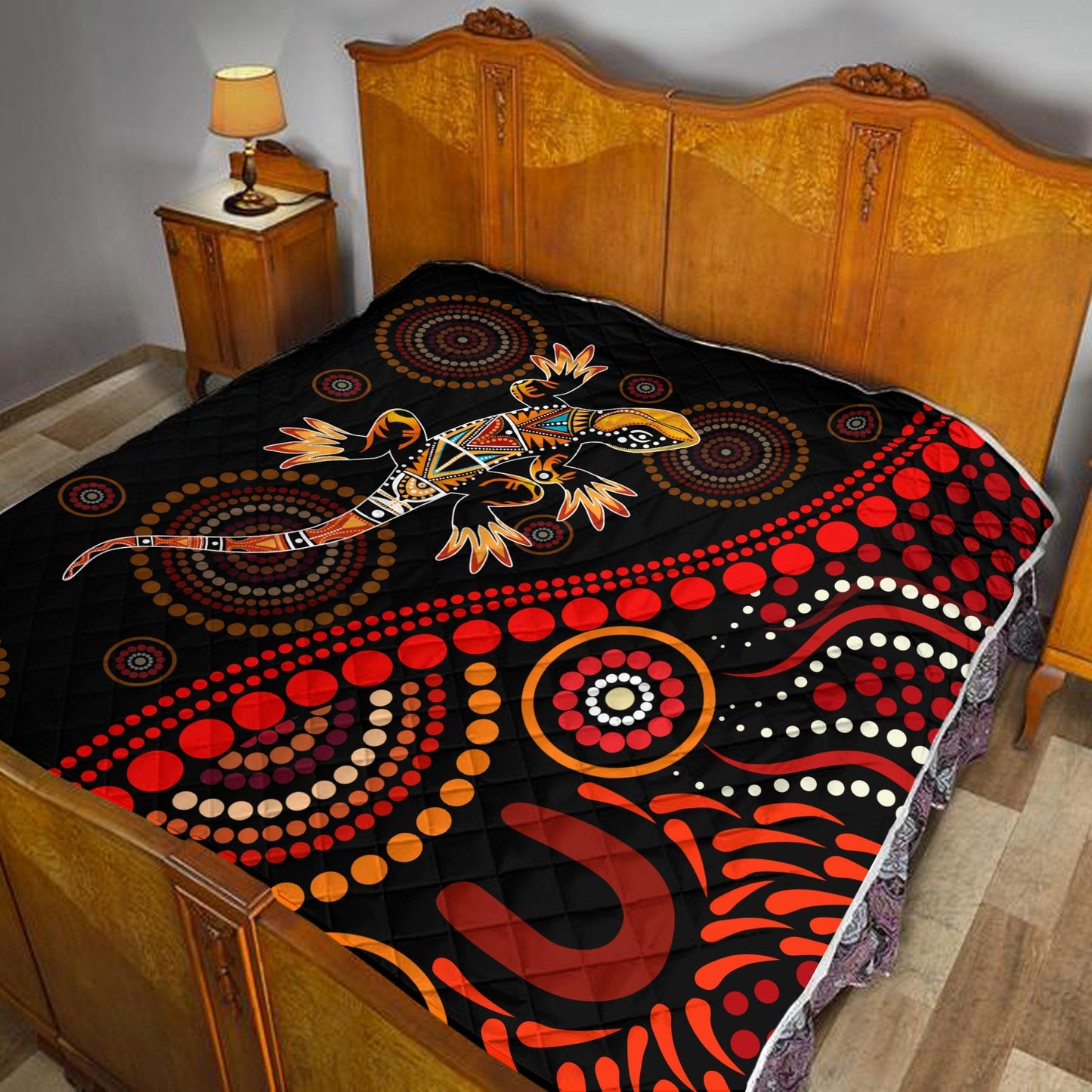 Aboriginal Decors Australian Gifts Lizard Sun Style Quilt