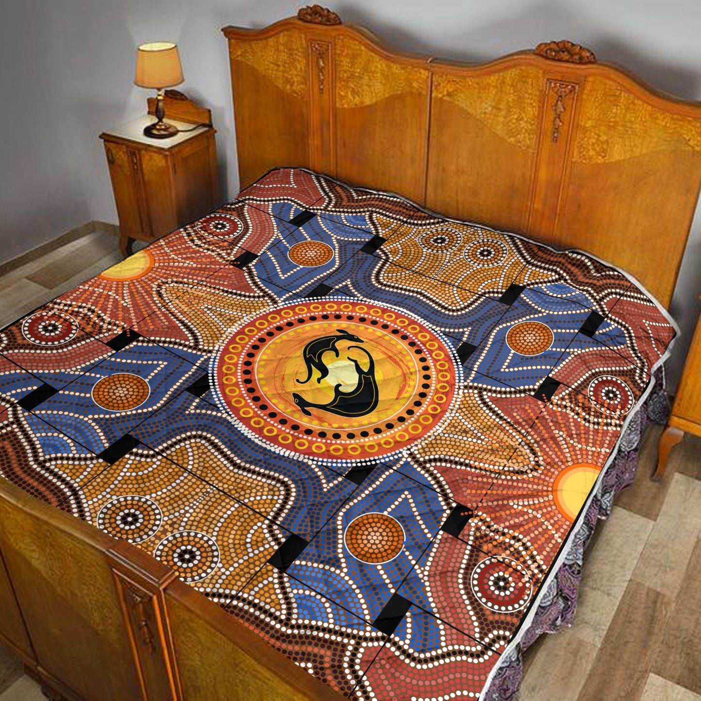 Aboriginal Decors Australian Gifts Kangaroos Yinyang Quilt