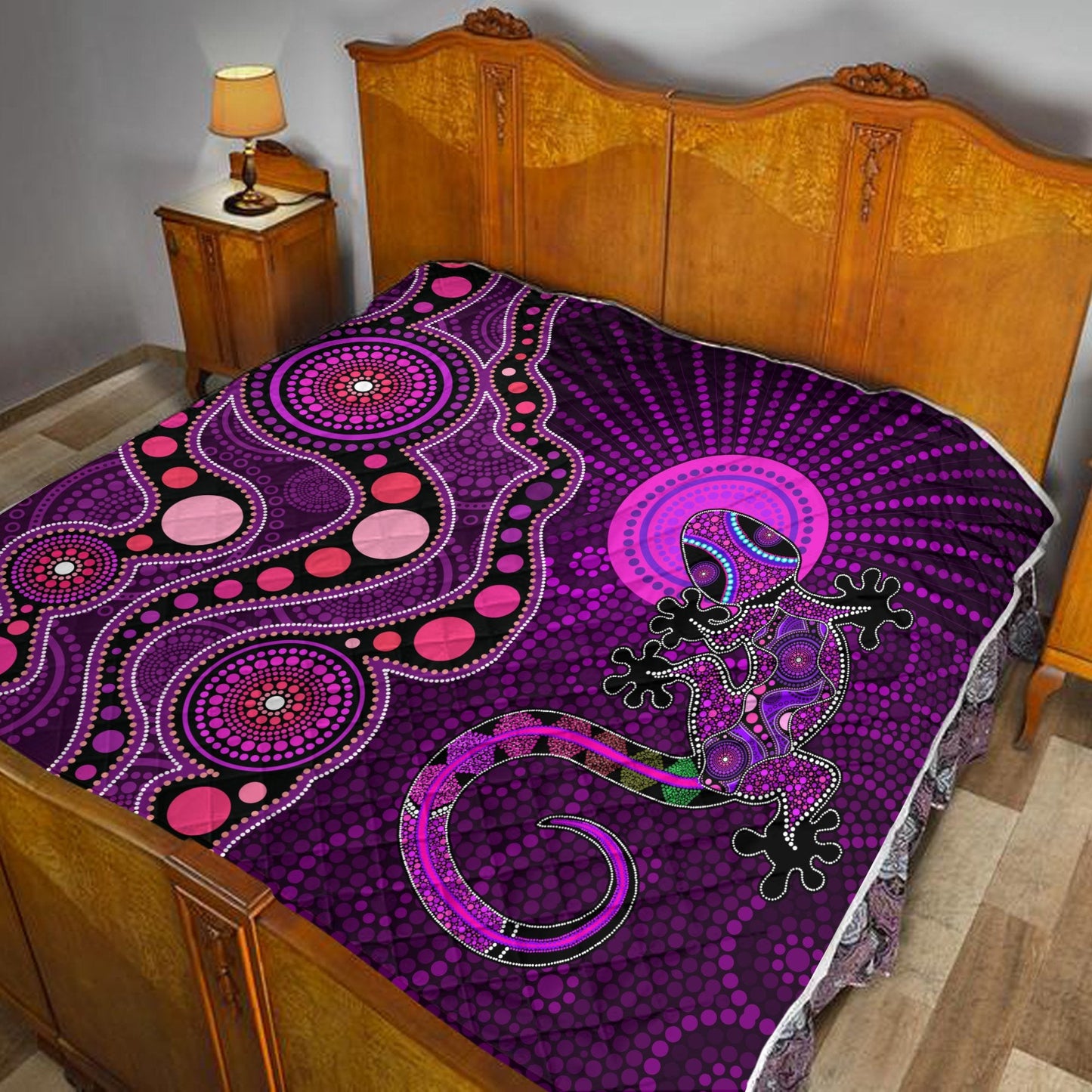 Aboriginal Decors Australian Gifts Purple Lizard Sun Quilt