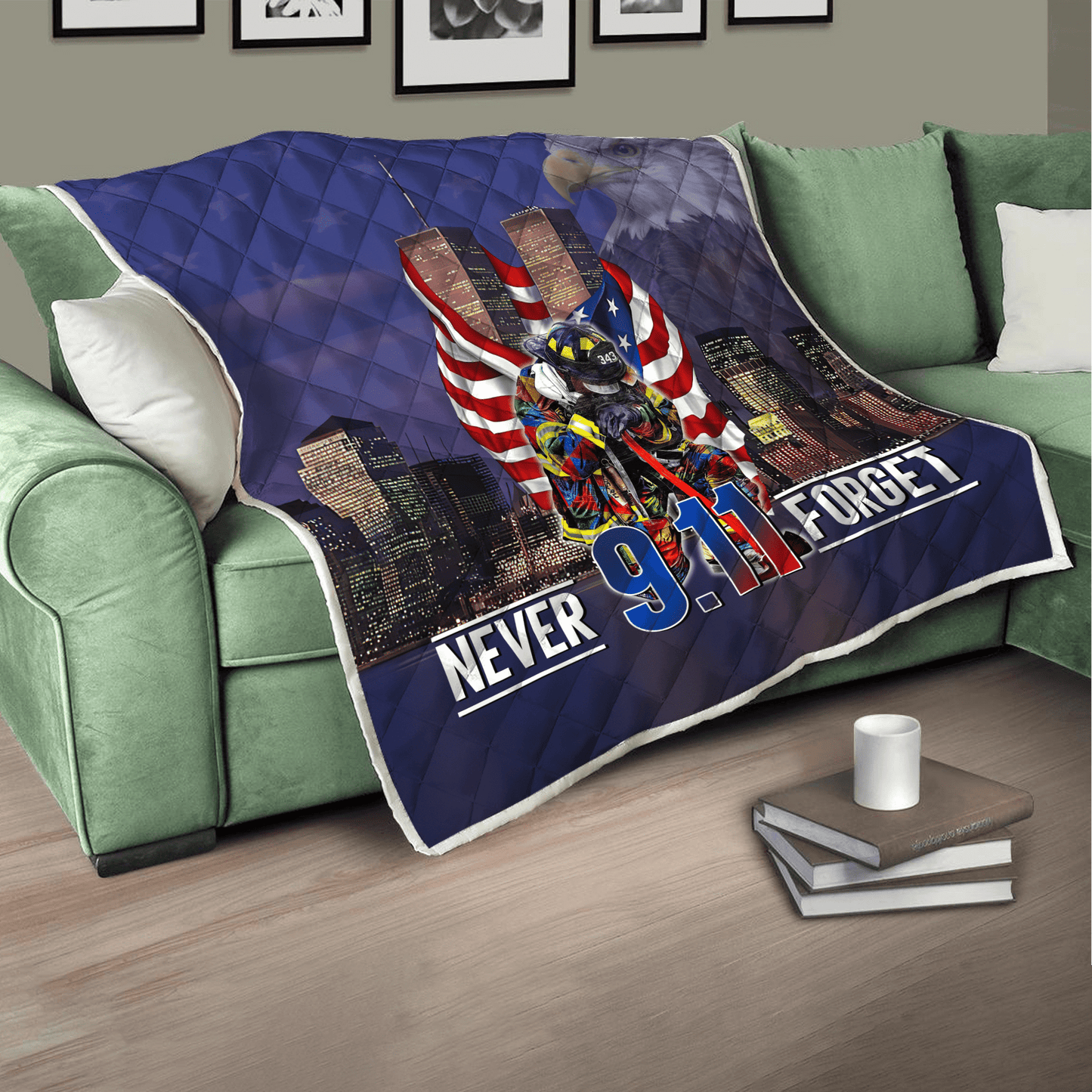 Never Forget Firefighter Quilt Blanket