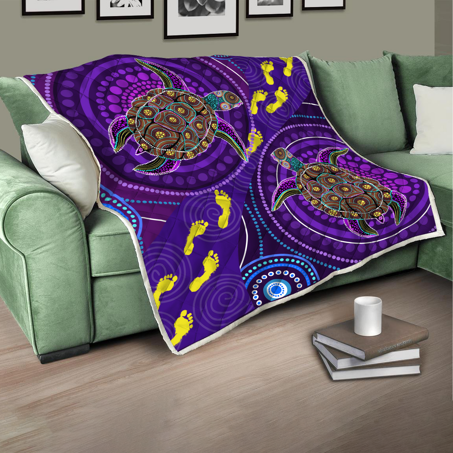 Aboriginal Decors Australian Gifts Purple Turtles Quilt