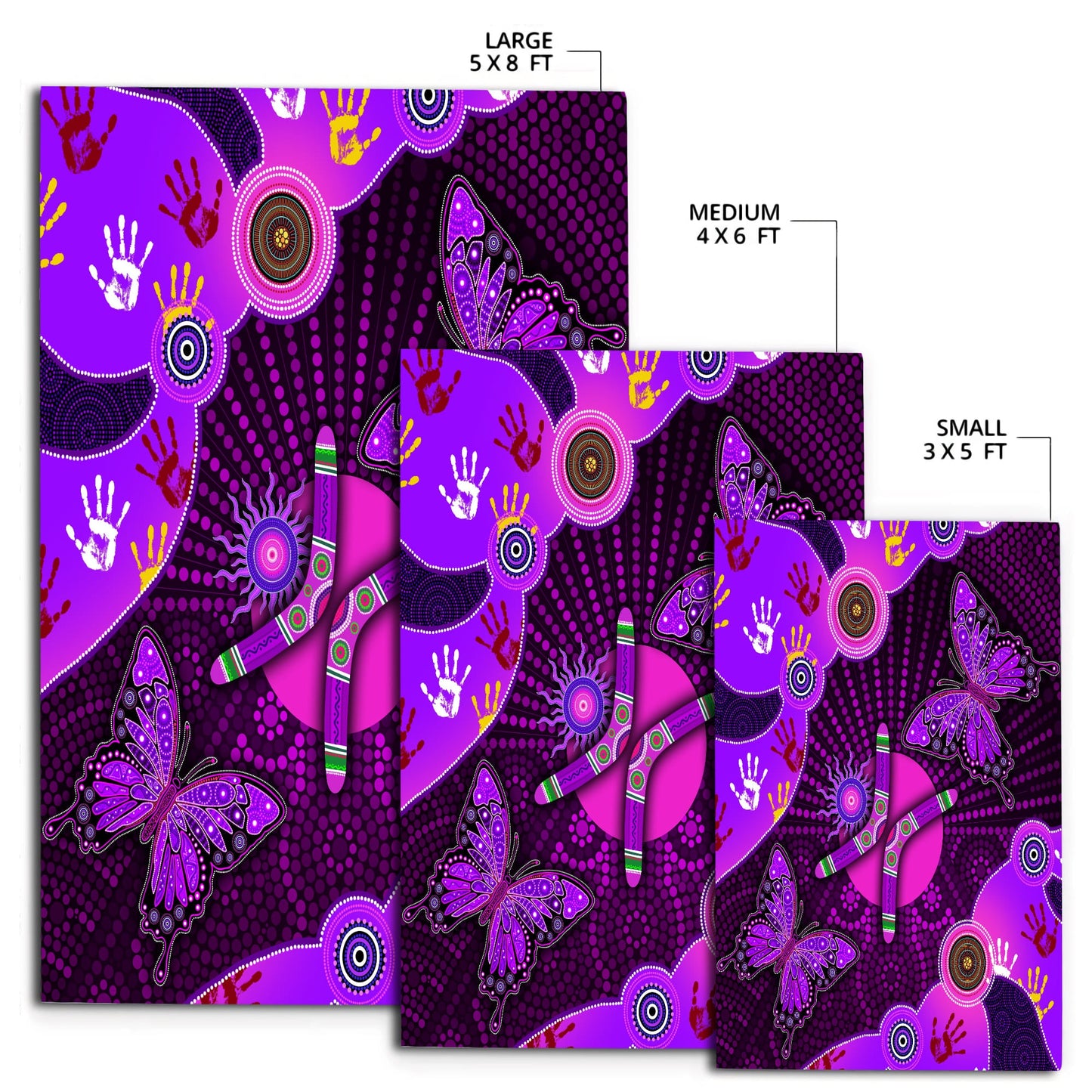Aboriginal Naidoc Week 2021 Purple Butterflies 3D print Rug