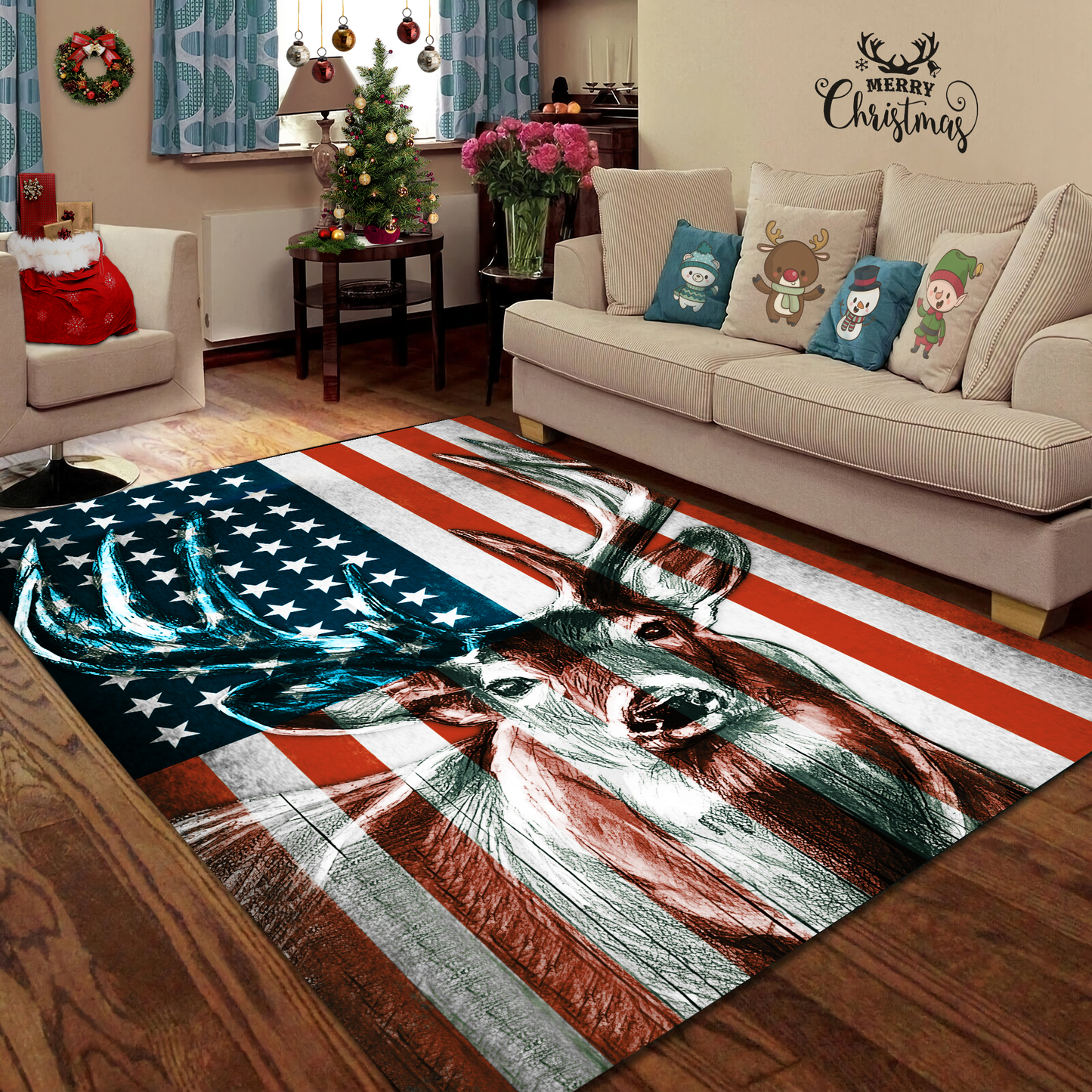 US Deer 3D All Over Printed Rug