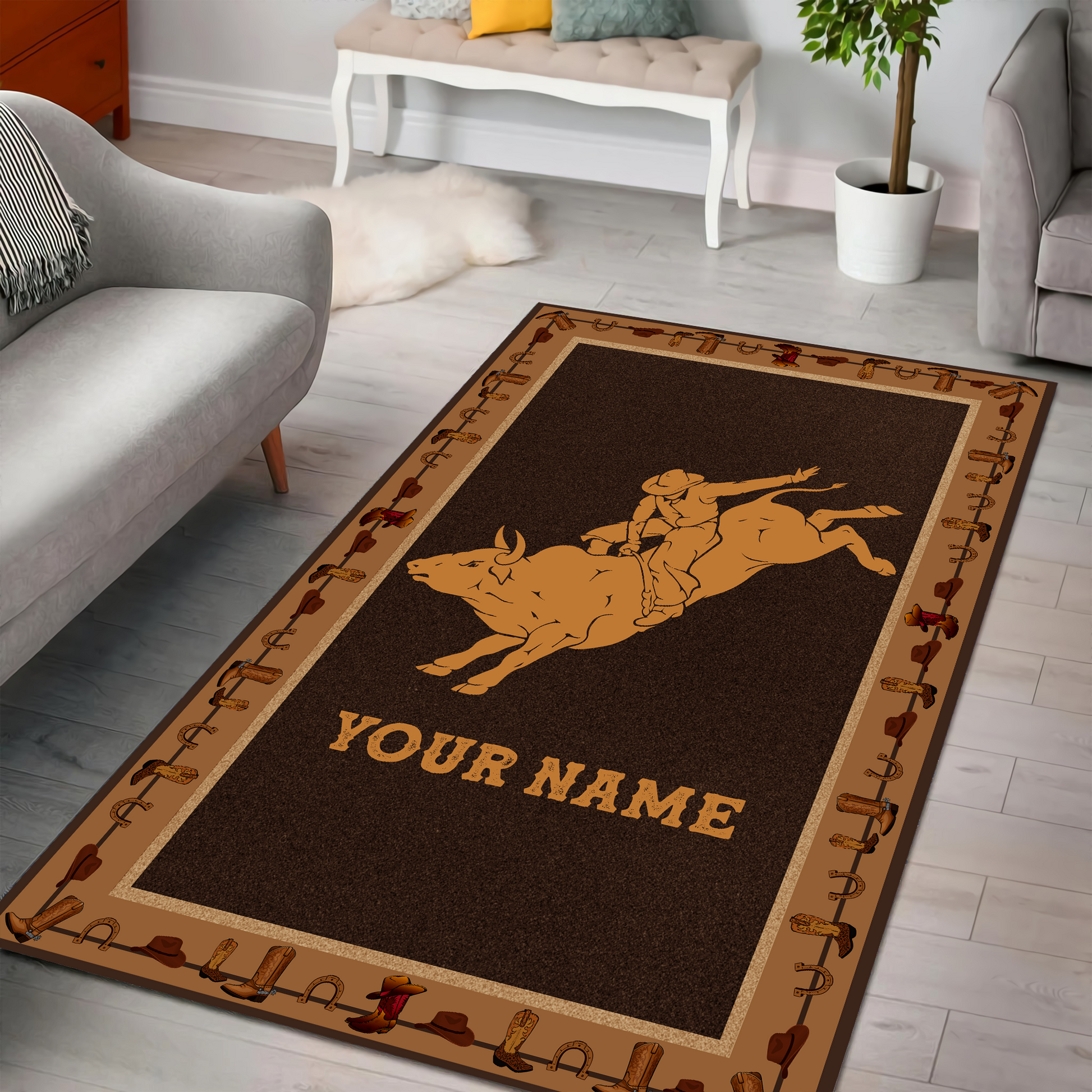 Personalized Name Bull Riding 3D Rug Cowboy Pattern – The Sweet Paw