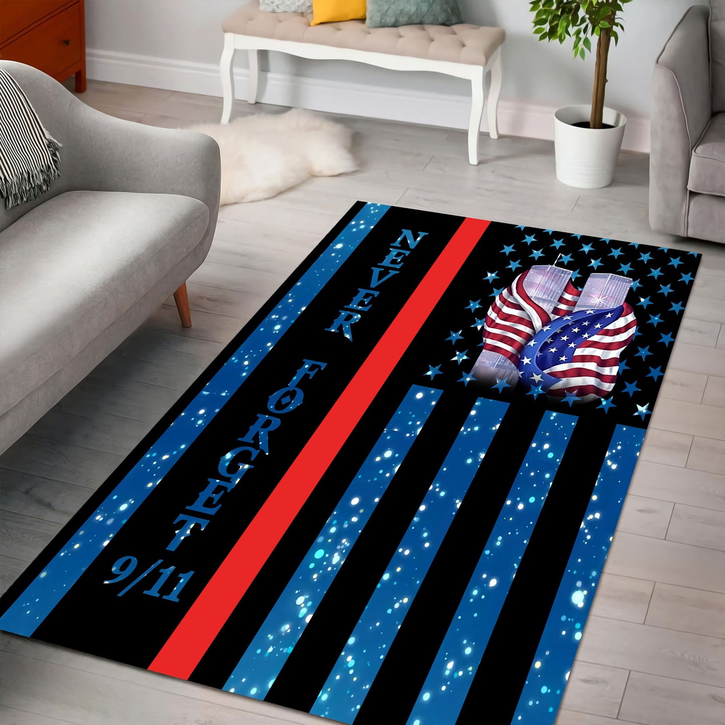 Never Forget Firefighter Premium Rug