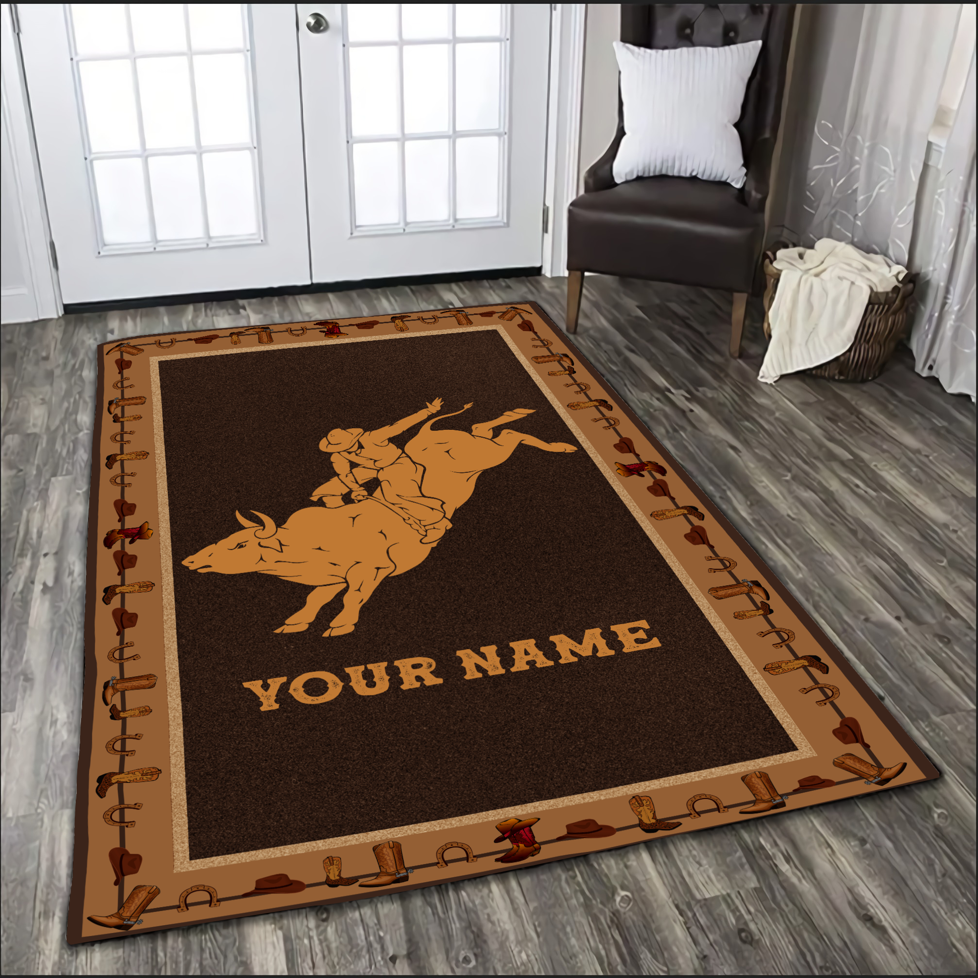 Personalized Name Bull Riding 3D Rug Cowboy Pattern – The Sweet Paw