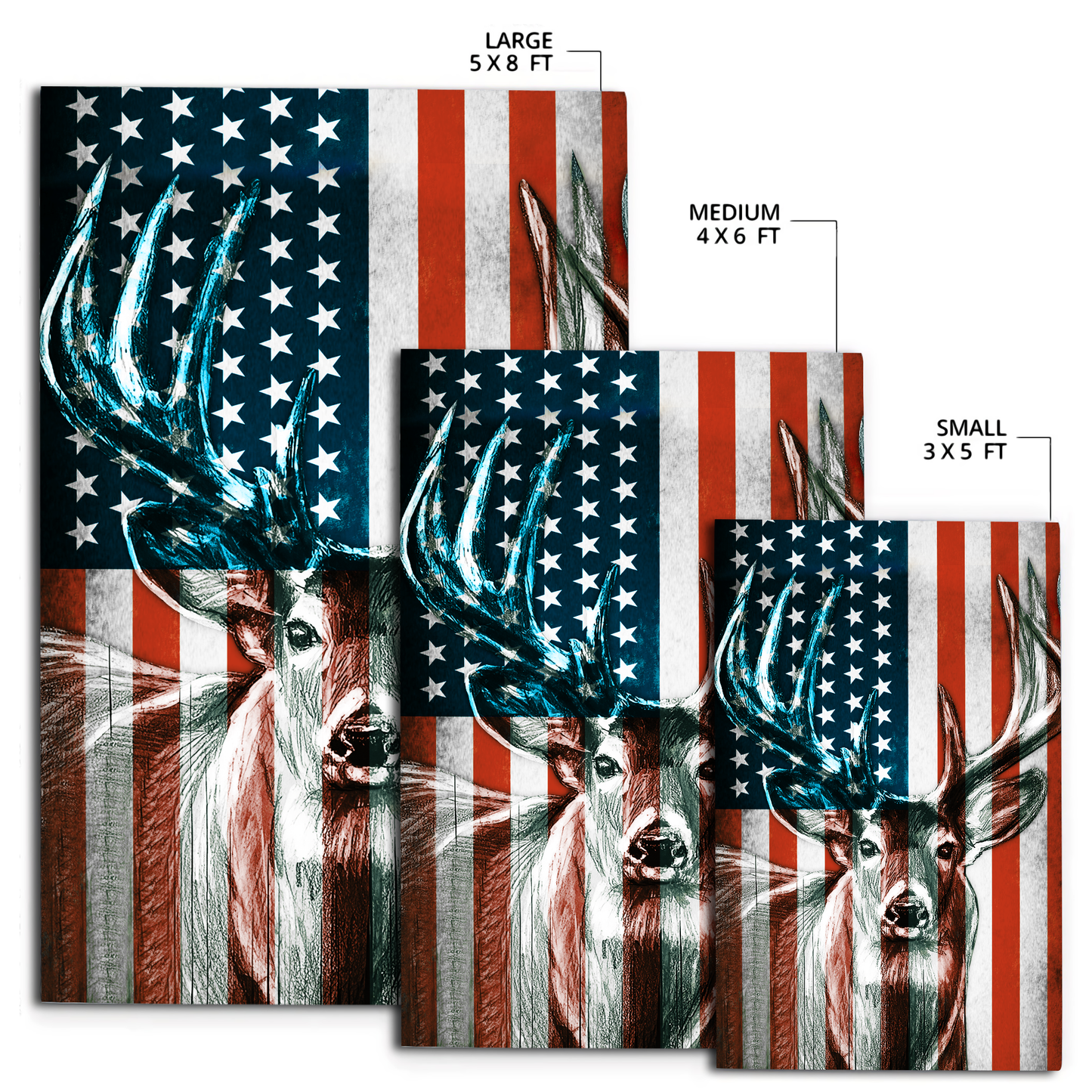 US Deer 3D All Over Printed Rug