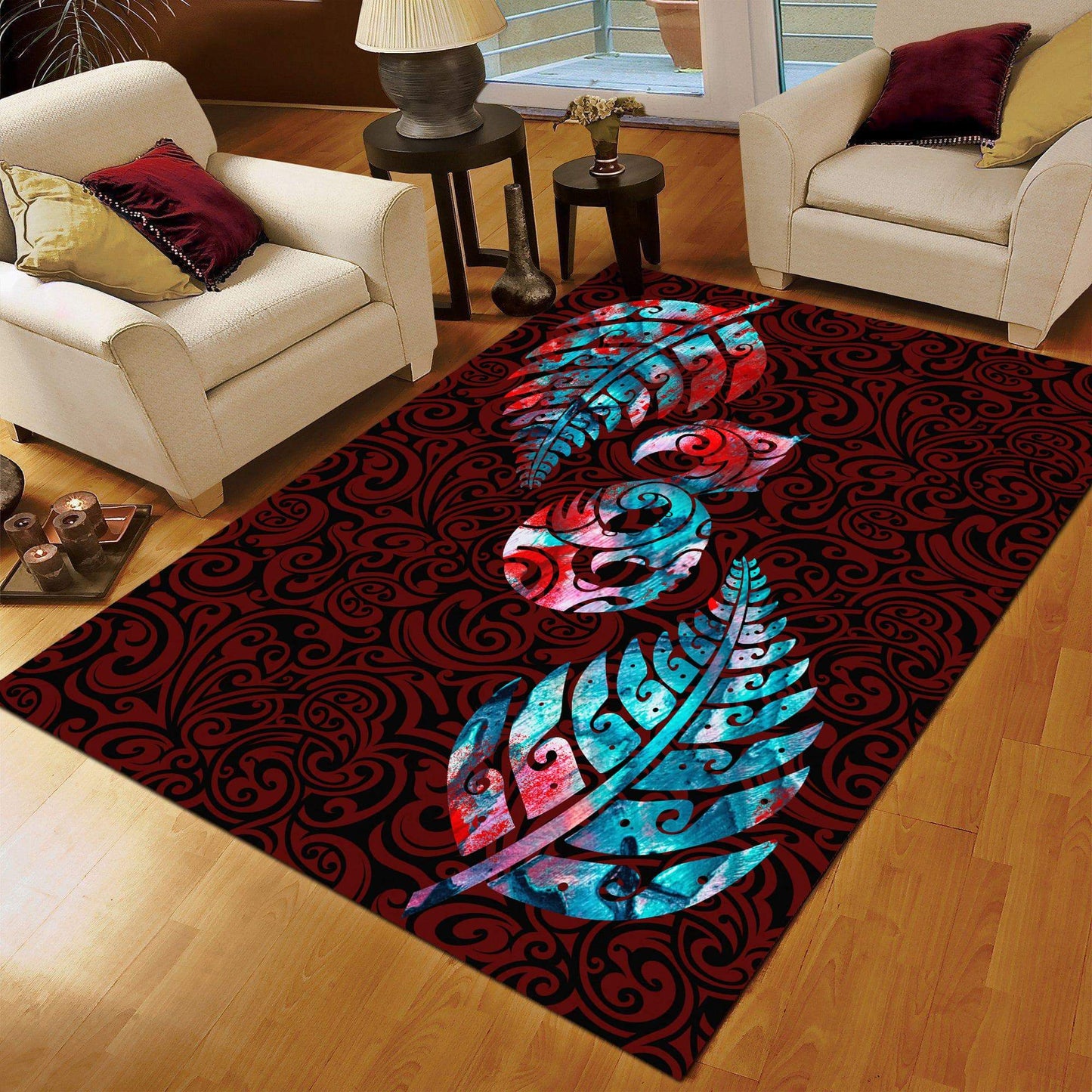 Aotearoa Maori Silver Fern Manaia Vibes Rug ML