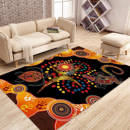 Aboriginal Naidoc Week 2021 Turtle Lizard 3D Design Rug