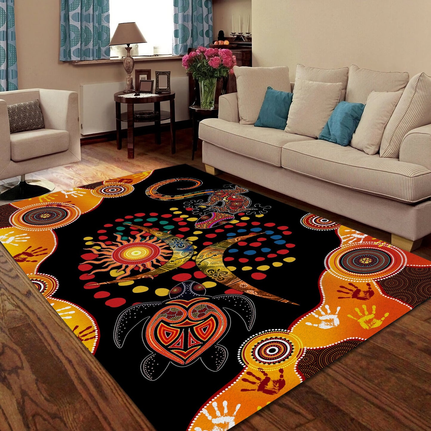 Aboriginal Naidoc Week 2021 Turtle Lizard 3D Design Rug