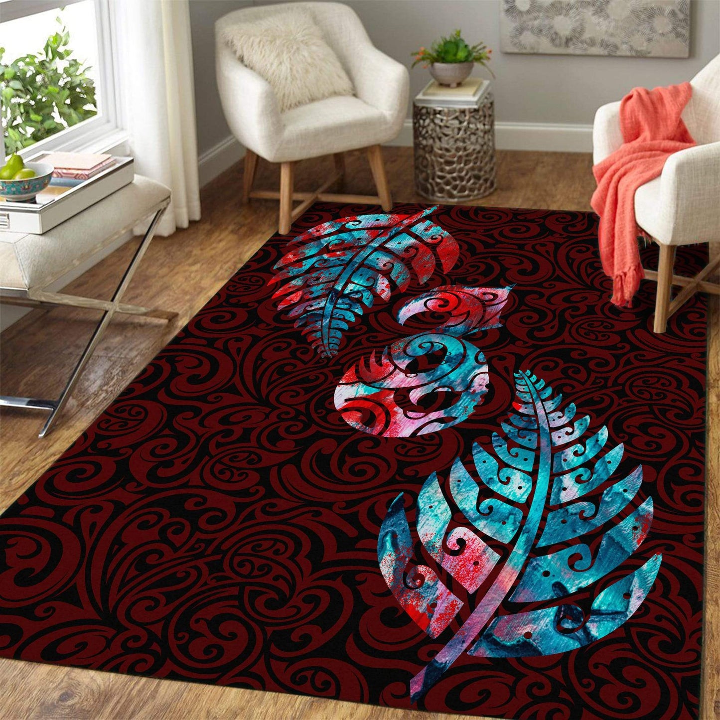 Aotearoa Maori Silver Fern Manaia Vibes Rug ML