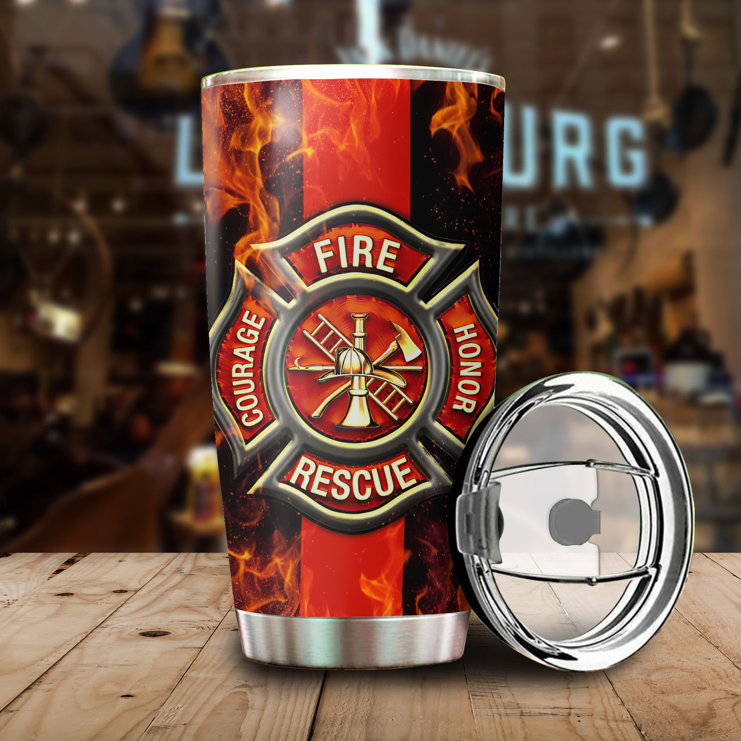 Firefighter Tumbler Retired But Always Firefighter At Heart Special Gift For Dad Papa Grandpa
