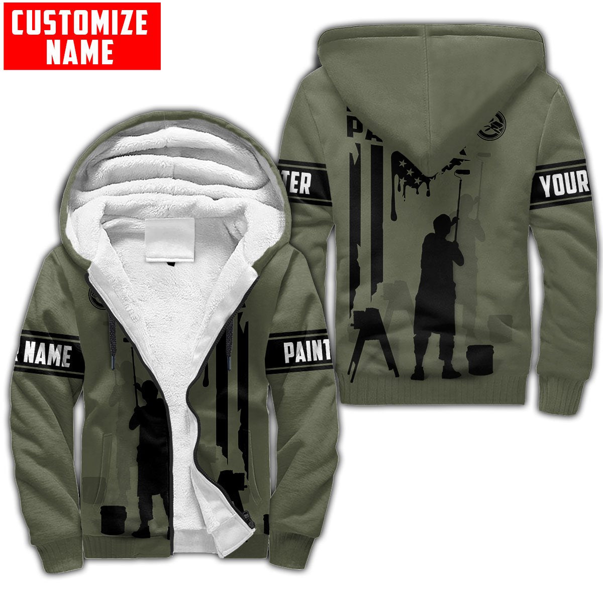 Tmarc Tee Personalized Name American Painter 3D All Over Printed Unisex Shirts Green