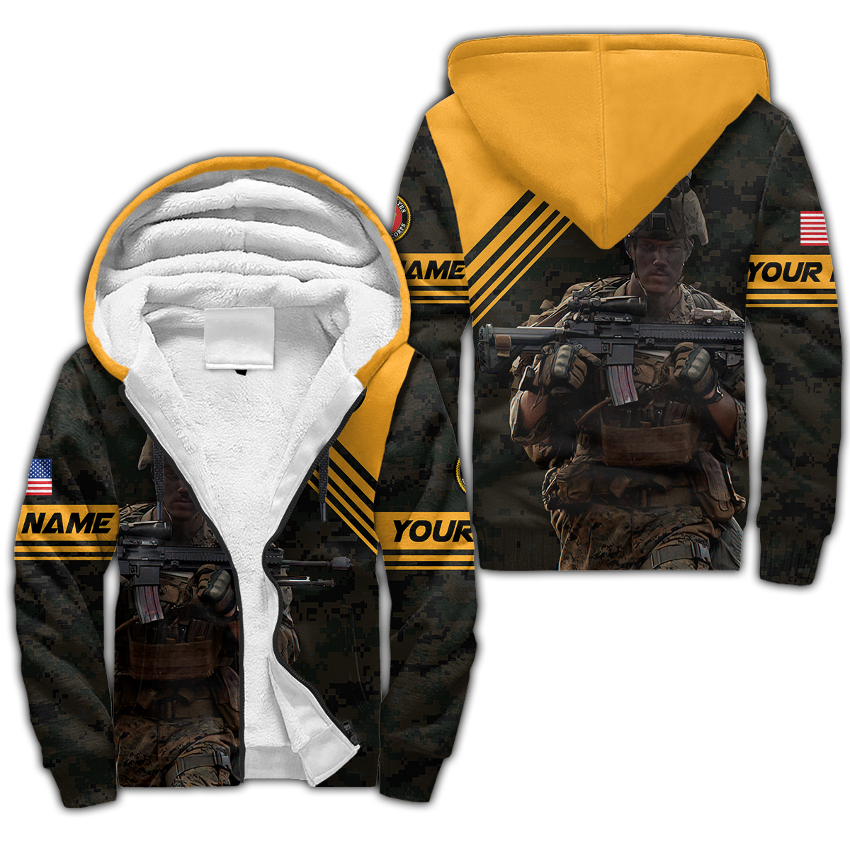 American US Marine Over Printed Unisex Deluxe Hoodie ML