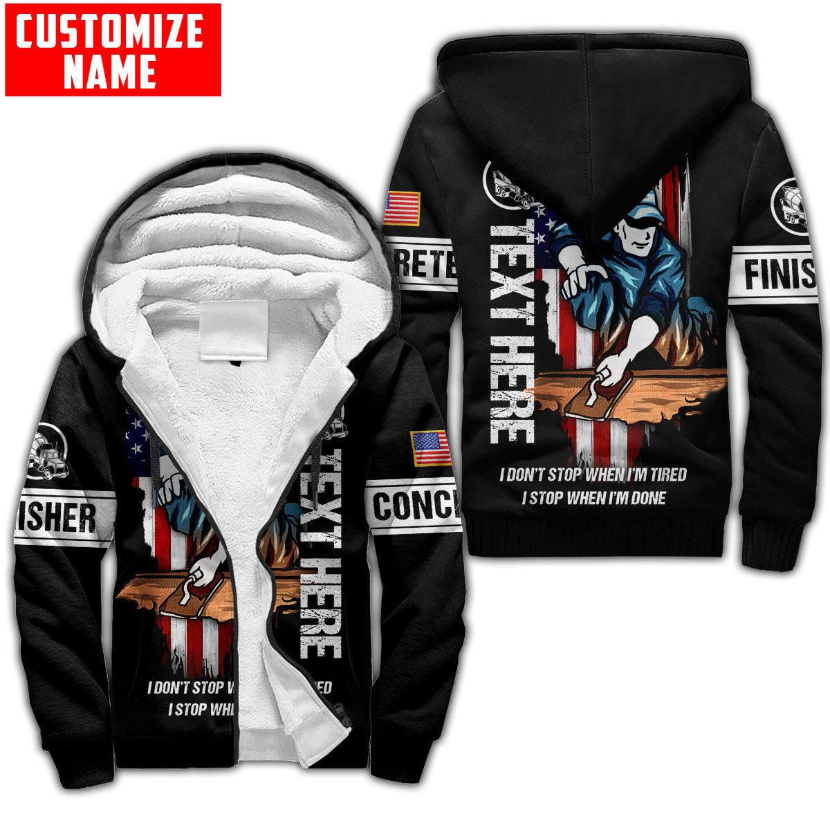 US Concrete Finisher Custom name 3D printed shirts