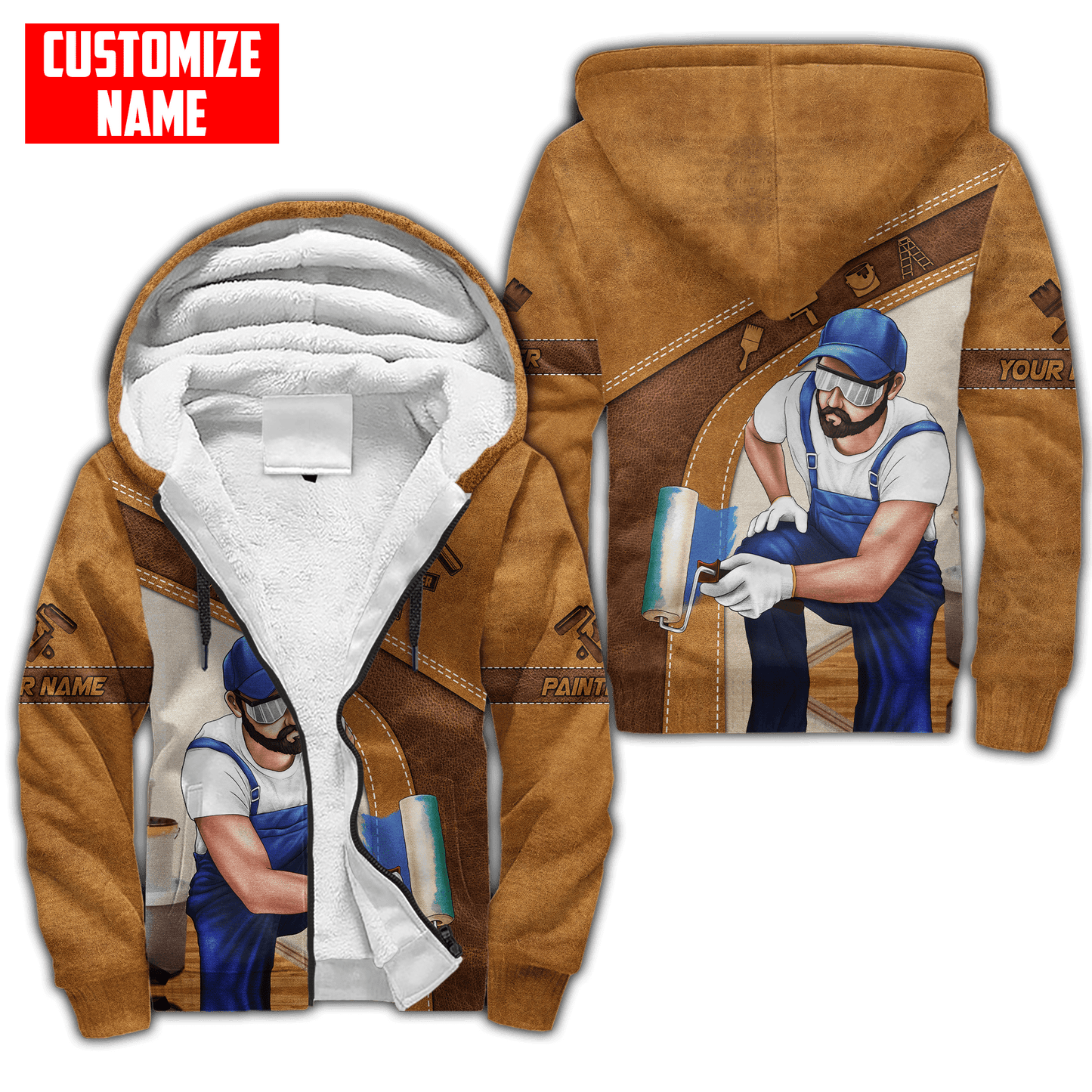 Tmarc Tee Personalized Name Painter 3D All Over Printed Unisex Shirts Brown Leather