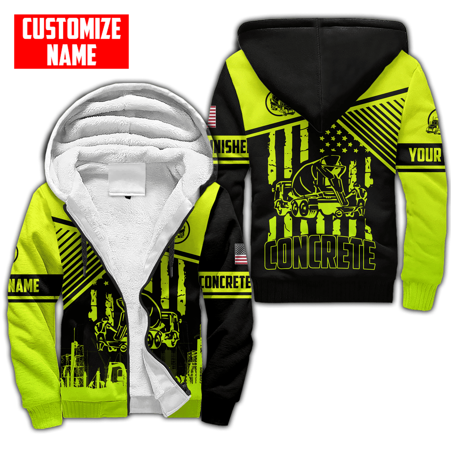 US Green Concrete Finisher Mixer Truck Custom name 3D Printed Shirts