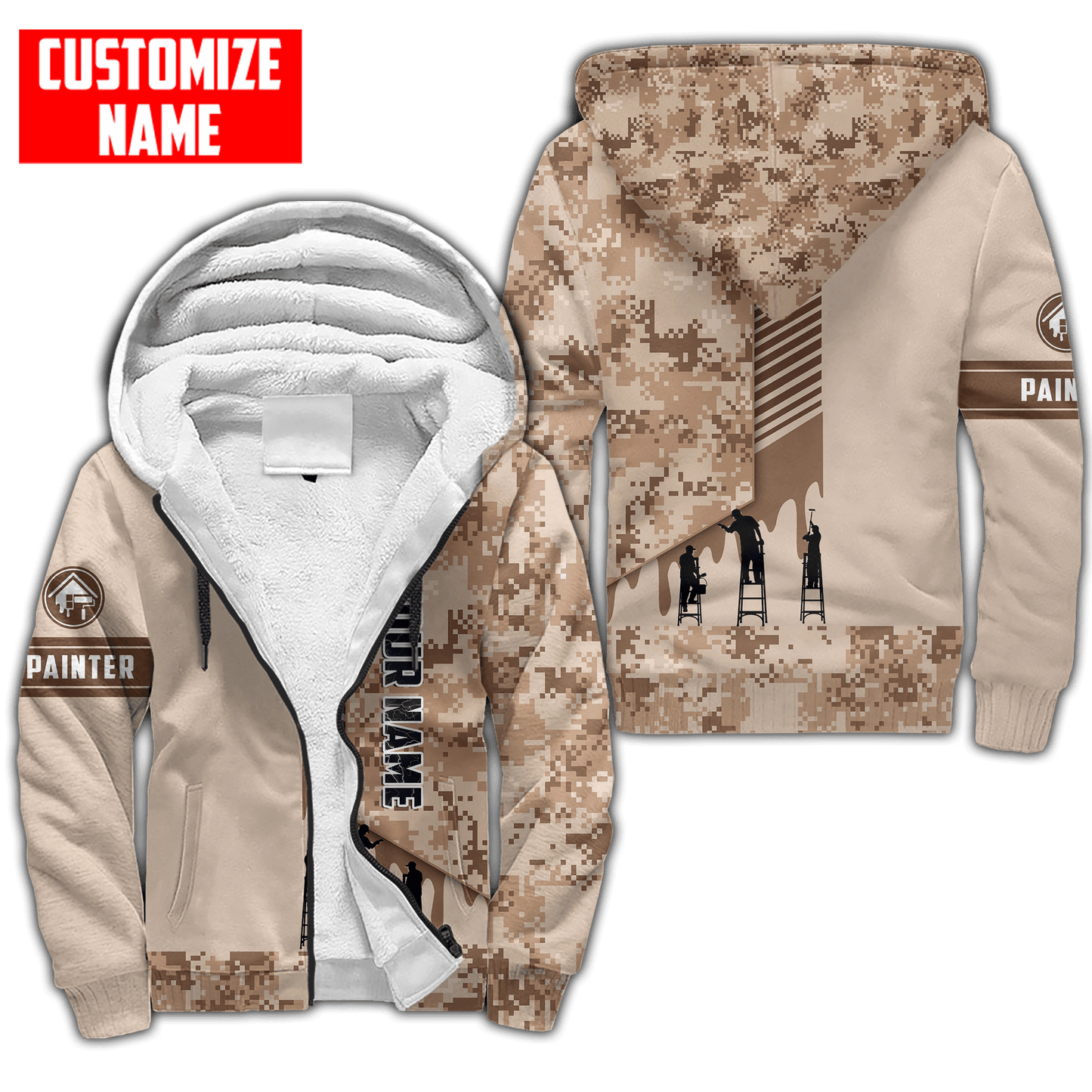 Tmarc Tee Personalized Name Painter 3D All Over Printed Unisex Shirts Brown Camo