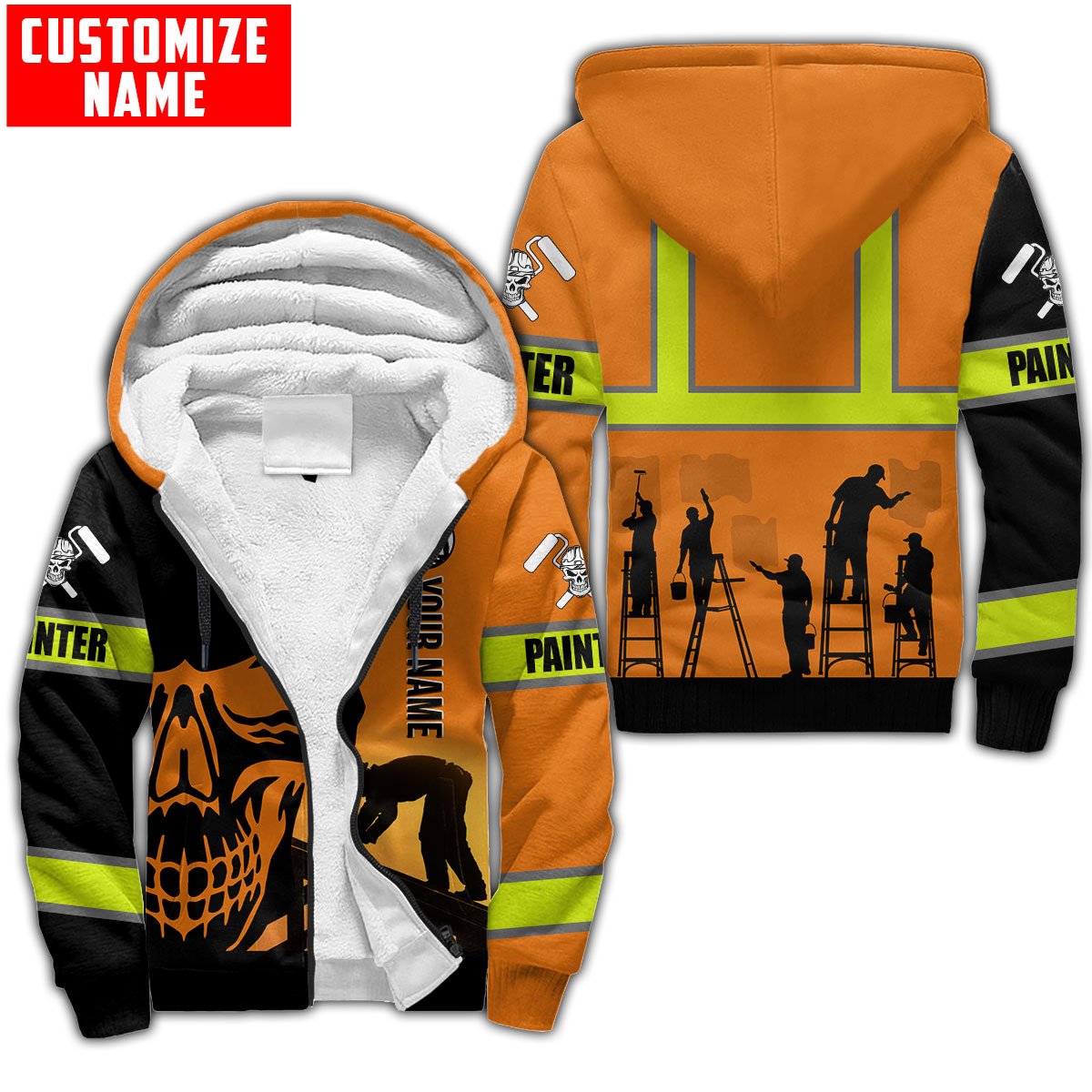 Tmarc Tee Personalized Name Painter 3D All Over Printed Unisex Shirts Orange Skull