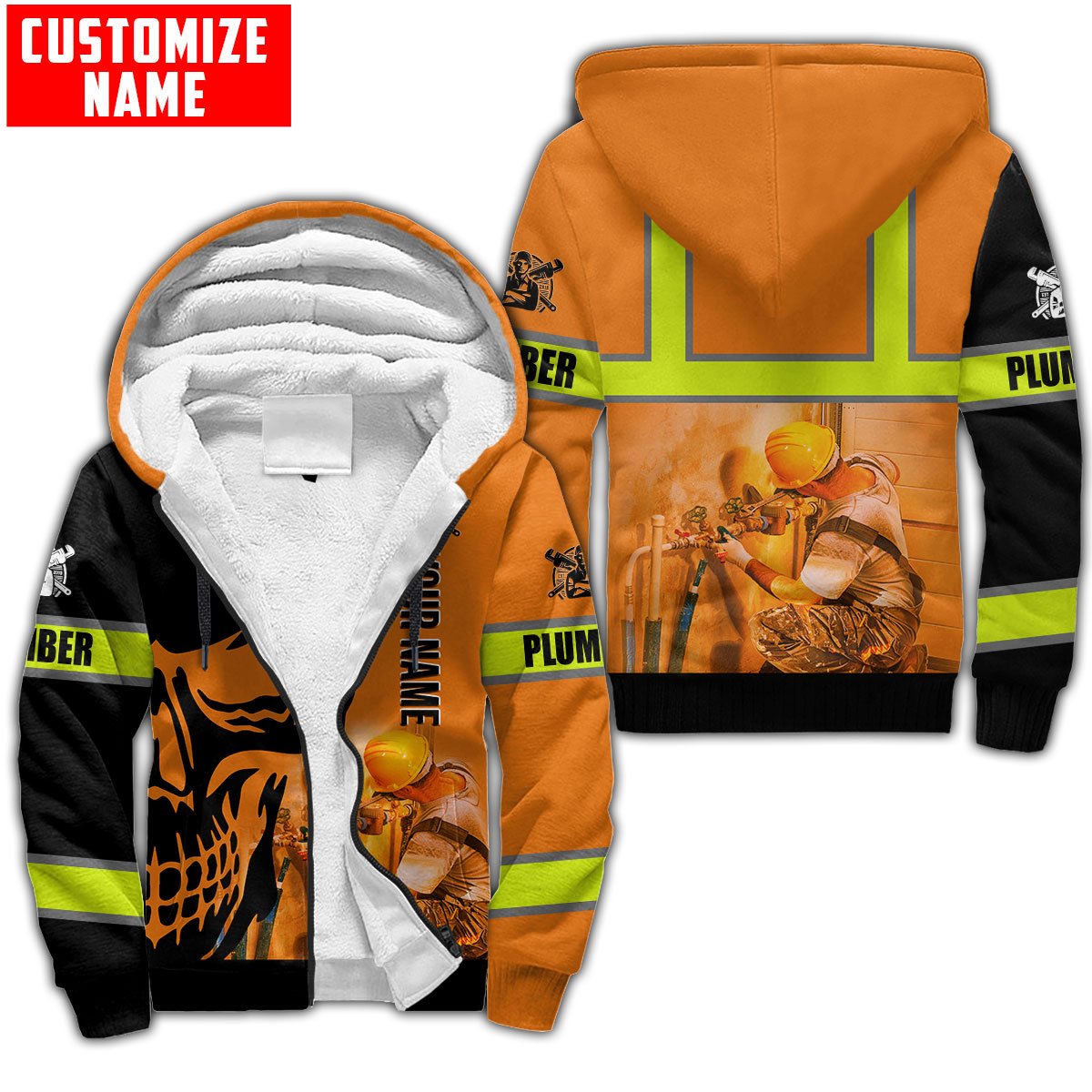 Tmarc Tee Personalized Plumber Orange Skull Apparel