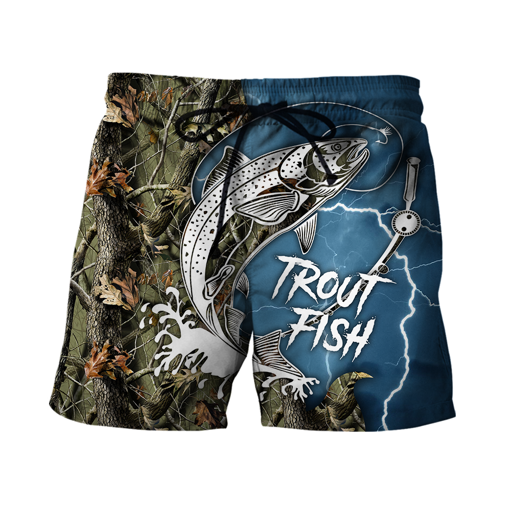 Trout Fishing blue Tattoo camo shirts for men and women