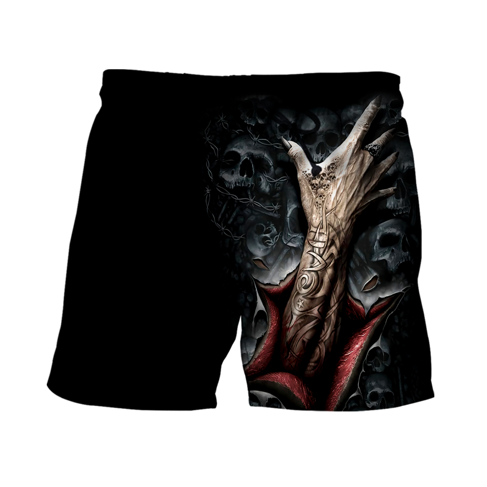 Black Skull 3D All Over Printed Shirts and short for Men and Women