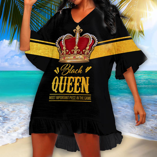 African Culture  Black King Swimsuit Cover Up ML