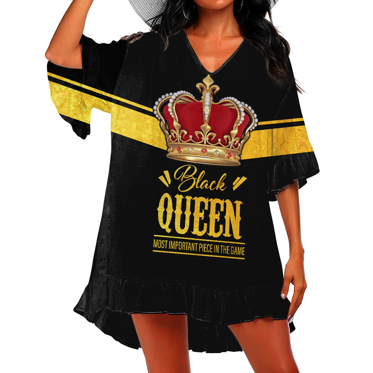 African Culture  Black King Swimsuit Cover Up ML