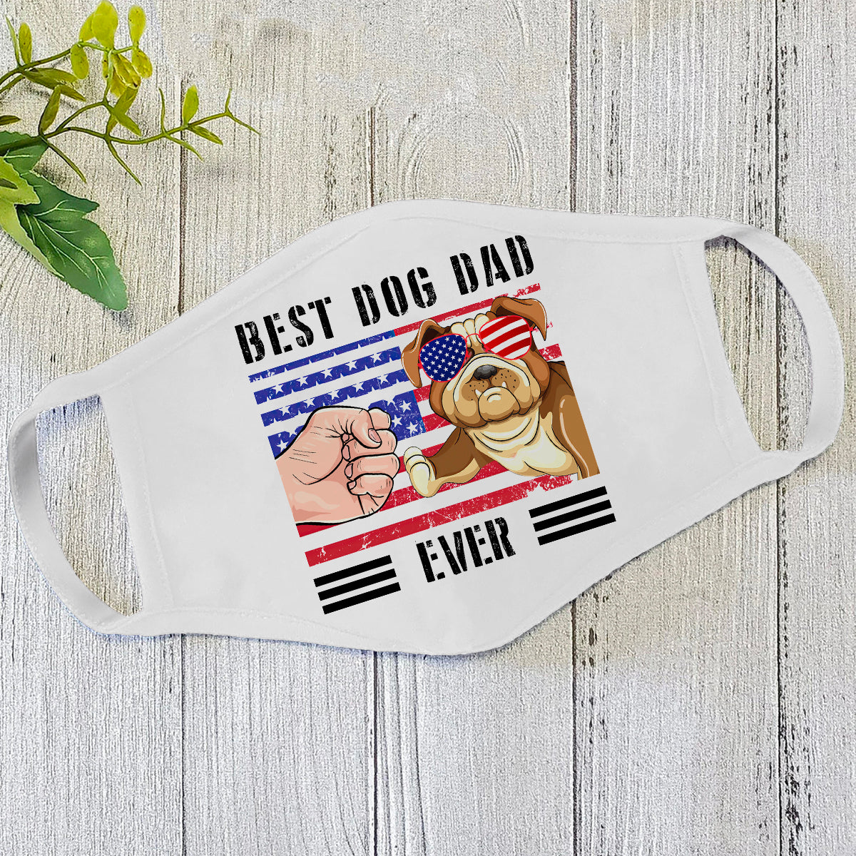 English Bull Dog American Best Dad Dog Face Mask White DL
