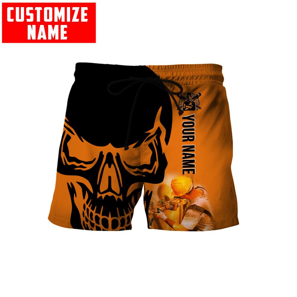 Tmarc Tee Personalized Plumber Orange Skull Apparel