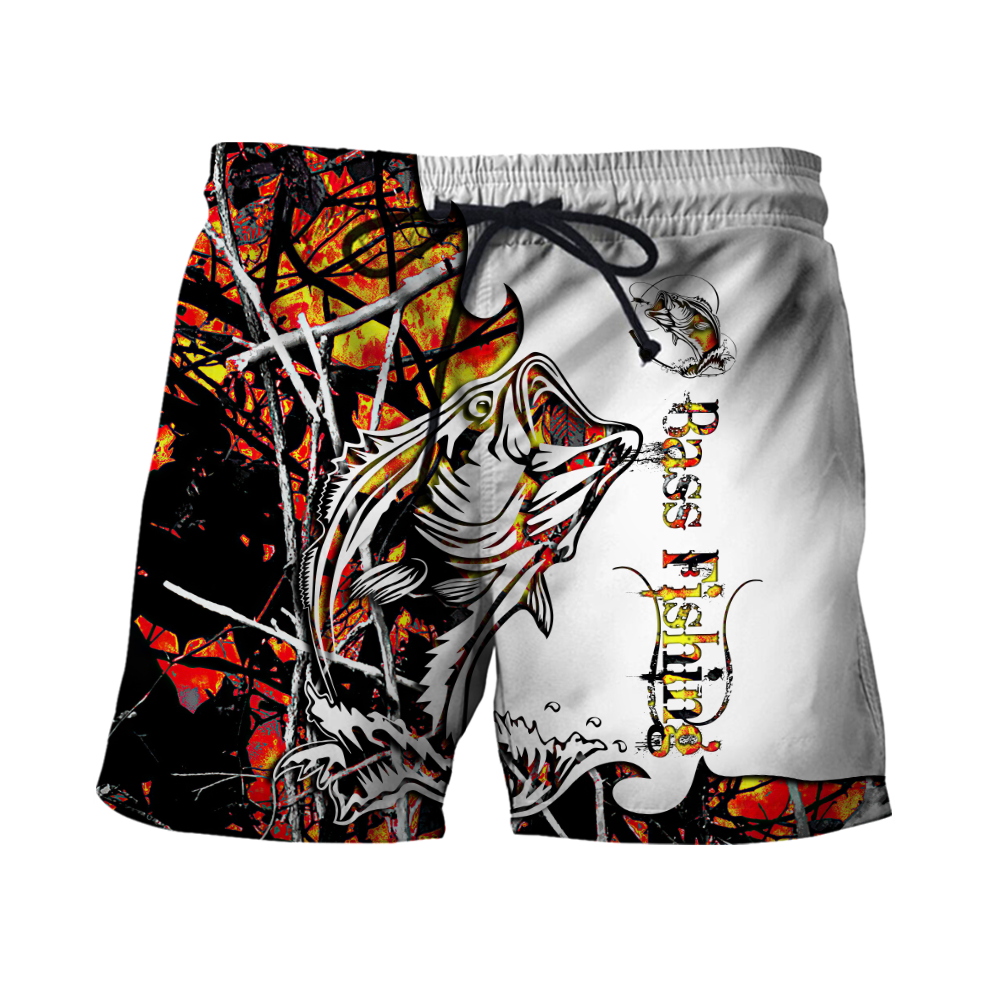 Bass Fishing Sport Orange Camo tattoo 3D shirts for men and women