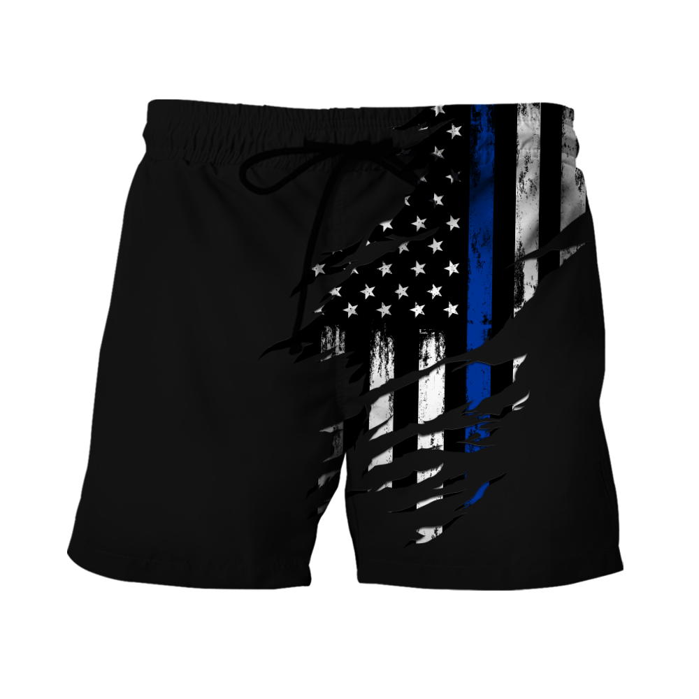 Thin Blue Line apparel US Law Enforcement custom name design 3d print shirts Proud Military